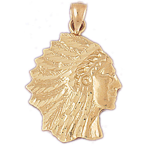 14K GOLD CHARM - AMERICAN INDIAN We Specialize in 14Kt Gold charms, 14k gold Pendants,14k gold necklaces,14k Gold Bracelets,14k Gold Earrings,14k Gold Rings.