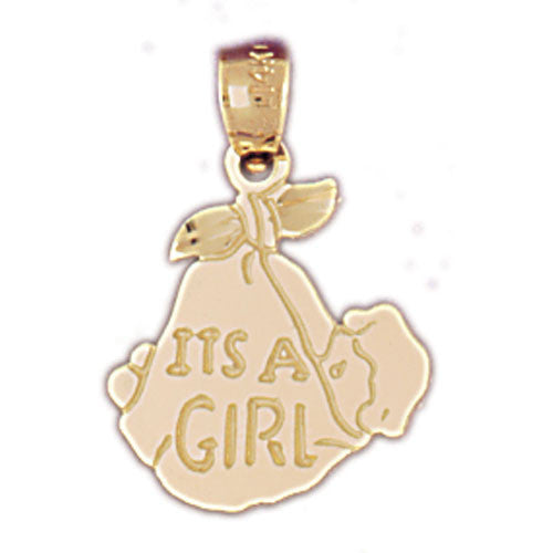 14K GOLD BABY CHARM - IT'S A GIRL #5906
