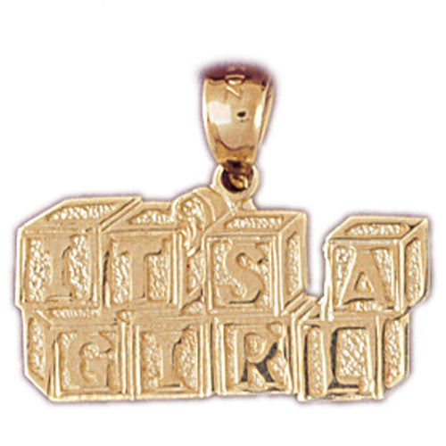 14K GOLD BABY CHARM - IT'S A GIRL #5949