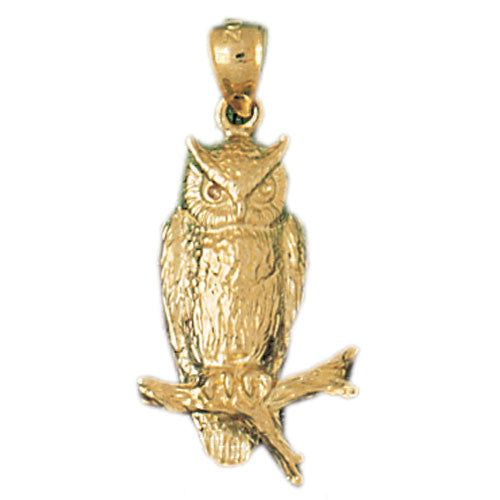 14K GOLD BIRD CHARM - OWL #3058