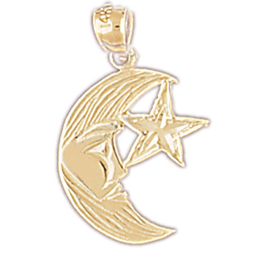 14K GOLD CHARM - MOON AND STAR #5629