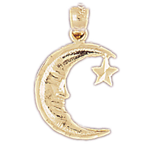 14K GOLD CHARM - MOON AND STAR #5632