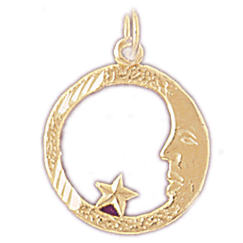 14K GOLD CHARM - MOON AND STAR #5633
