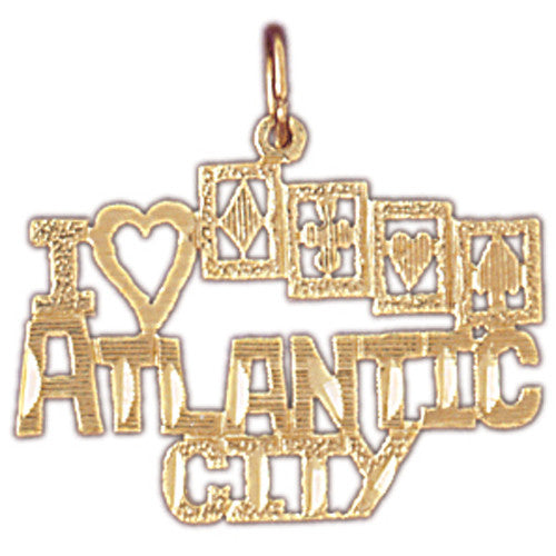 14K GOLD GAMBLING CHARM - I LOVE ATLANTIC CITY #5399