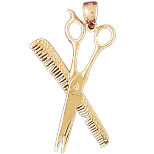 14K GOLD HAIRDRESSER CHARM - COMB AND SCISSORS #6378