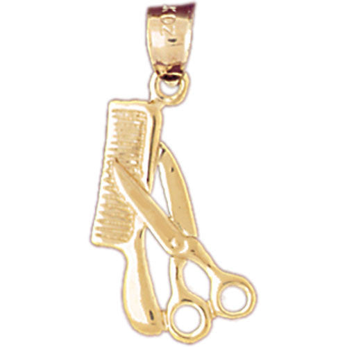 14K GOLD HAIRDRESSER CHARM - COMB AND SCISSORS #6380