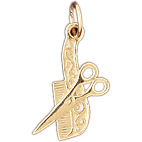 14K GOLD HAIRDRESSER CHARM - COMB AND SCISSORS #6382