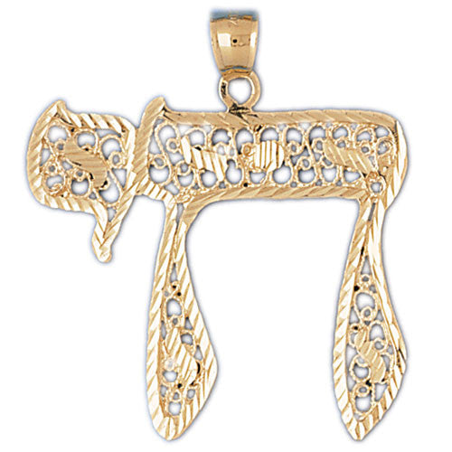 14K GOLD JEWISH CHARM - CHAI #9116