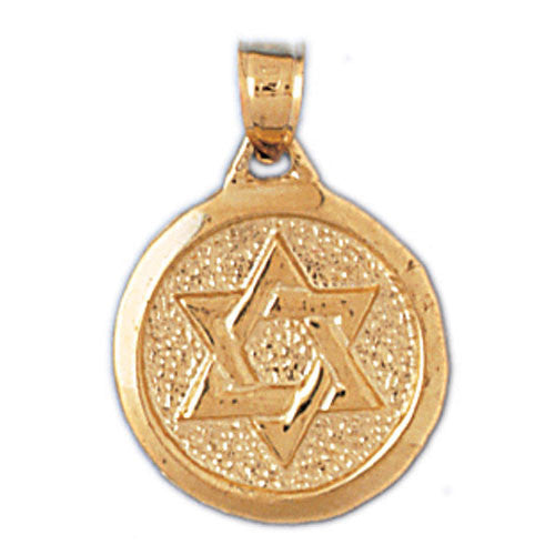 14K GOLD JEWISH MEDAL CHARM - STAR OF DAVID #9175