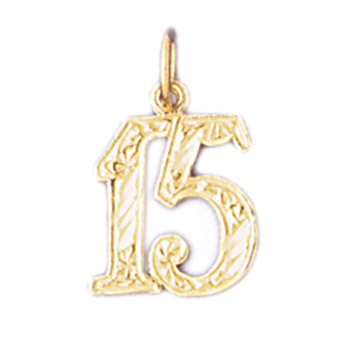 14K GOLD NUMERAL CHARM - #15 #9524