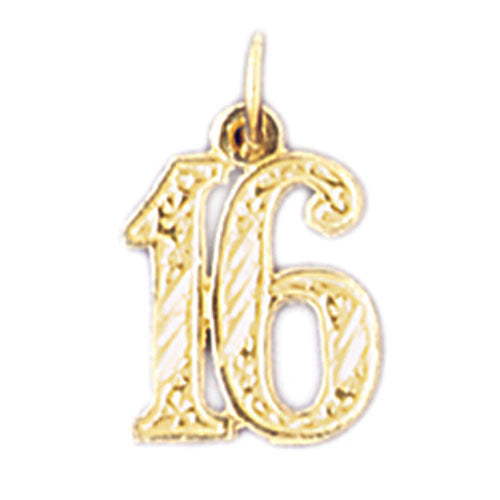 14K GOLD NUMERAL CHARM - #16 #9525