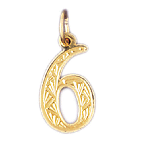 14K GOLD NUMERAL CHARM - #6 #9519