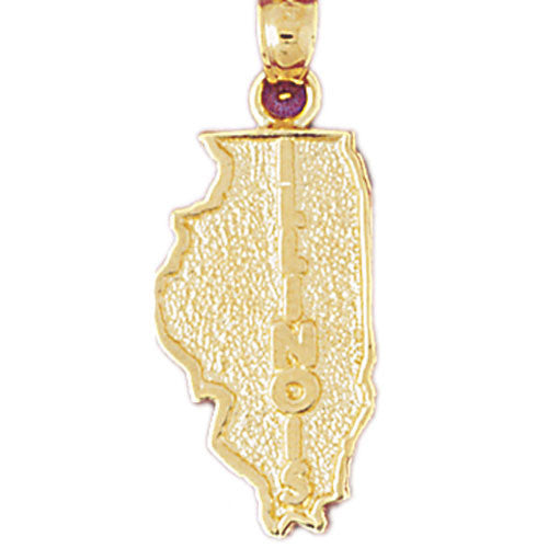 14K GOLD STATE MAP CHARM - ILLINOIS #5085