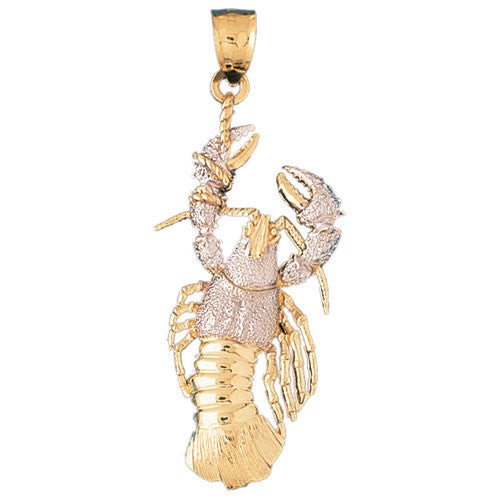 14K GOLD TWO TONE NAUTICAL CHARM - LOBSTER #184