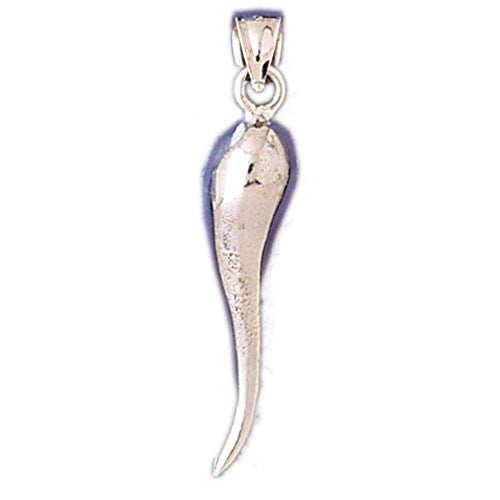 14K WHITE GOLD ITALIAN HORN CHARM 11212