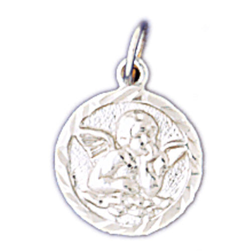 14K WHITE GOLD RELIGIOUS MEDAL - ANGEL #11432