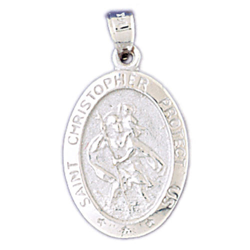 14K WHITE GOLD RELIGIOUS MEDAL - ST. CHRISTOPHER #11433