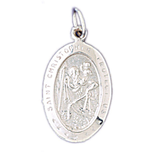 14K WHITE GOLD RELIGIOUS MEDAL - ST. CHRISTOPHER #11434