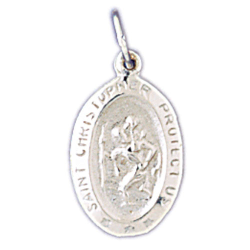 14K WHITE GOLD RELIGIOUS MEDAL - ST. CHRISTOPHER #11435