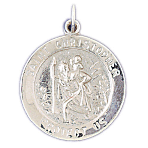 14K WHITE GOLD RELIGIOUS MEDAL - ST. CHRISTOPHER #11437