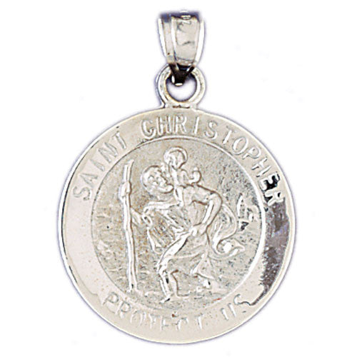 14K WHITE GOLD RELIGIOUS MEDAL - ST. CHRISTOPHER #11438