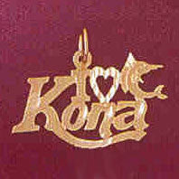 14K GOLD TRAVEL CHARM  - I LOVE  KONA #4953-k