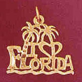 14K GOLD TRAVEL CHARM - I LOVE FLORIDA #5006