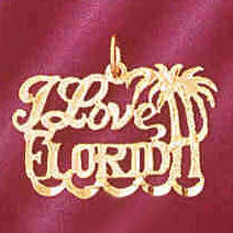 14K GOLD TRAVEL CHARM - I LOVE FLORIDA #5009