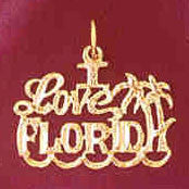 14K GOLD TRAVEL CHARM - I LOVE FLORIDA #5010