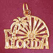 14K GOLD TRAVEL CHARM - FLORIDA #5011, unique charms, gold charms, gold charm, white gold charm, 14K Gold Charms, Jewelry & Accessories, Golden-Charms USA