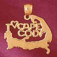 14K GOLD TRAVEL CHARM - I LOVE CAPE COD #5023