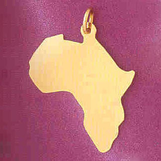 14K GOLD HANDCUT CHARM - AFRICA #5824