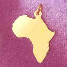 14K GOLD HANDCUT CHARM - AFRICA #5825