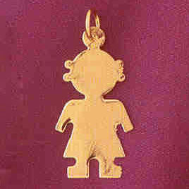 14K GOLD SILHOUETTE CHARM - A GIRL #5853