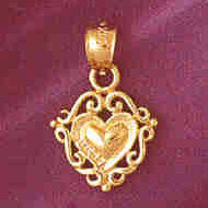 14K TWO TONE GOLD HEART CHARM #7188