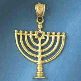 14K GOLD JEWISH CHARM - HANUKKAH CANDLE #9040