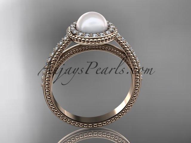 14kt rose gold diamond floral wedding ring, engagement ring AP104 - AnjaysDesigns