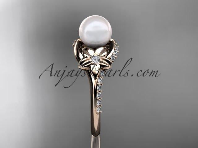 14kt rose gold diamond floral wedding ring, engagement ring AP125 - AnjaysDesigns