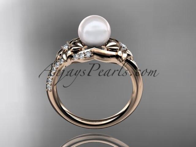 14kt rose gold diamond floral wedding ring, engagement ring AP125 - AnjaysDesigns