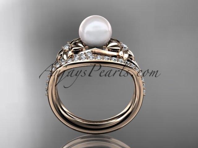 14kt rose gold diamond floral wedding set, engagement set AP125S - AnjaysDesigns