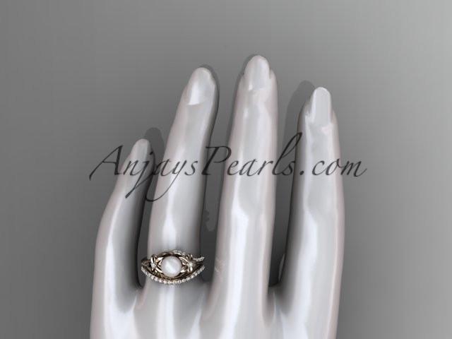 14kt rose gold diamond floral wedding set, engagement set AP125S - AnjaysDesigns