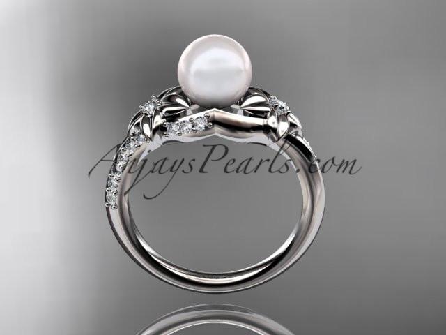 14kt white gold diamond floral wedding ring, engagement ring AP125 - AnjaysDesigns