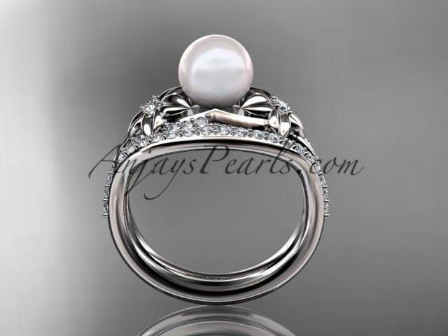 14kt white gold diamond floral wedding set, engagement set AP125S - AnjaysDesigns