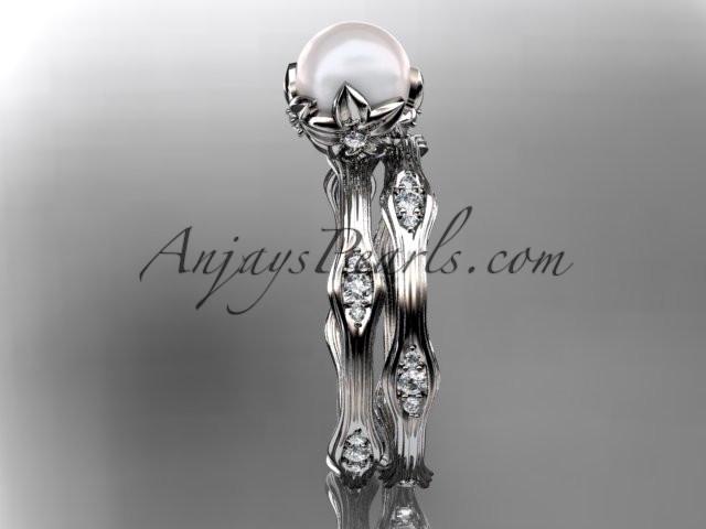 Platinum diamond floral wedding set, engagement set AP132S - AnjaysDesigns