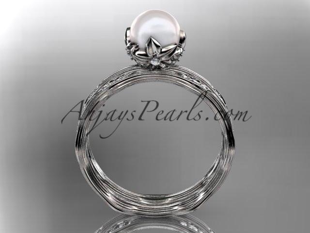 14kt white gold diamond floral wedding set, engagement set AP132S - AnjaysDesigns