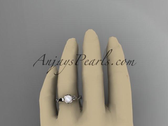Platinum diamond pearl unique engagement ring AP178 - AnjaysDesigns