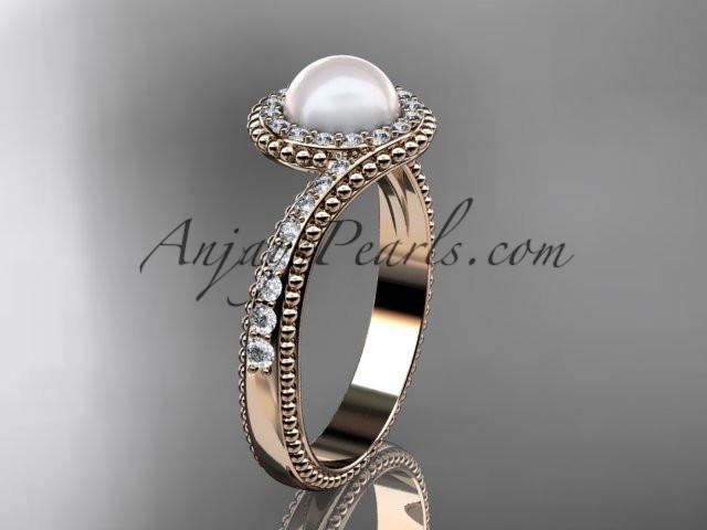 14kt rose gold diamond wedding ring, engagement ring AP379 - AnjaysDesigns