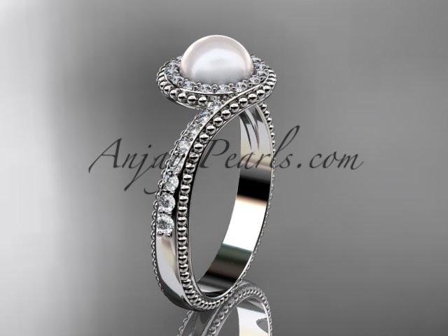 platinum diamond wedding ring, engagement ring AP379 - AnjaysDesigns