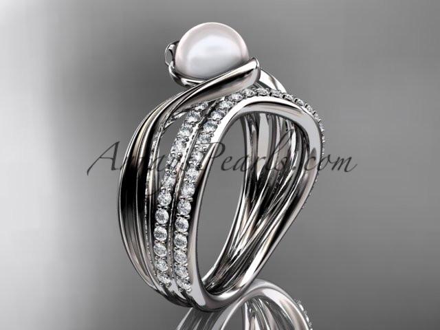 platinum diamond pearl engagement set AP78S - AnjaysDesigns