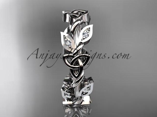 14kt white gold diamond celtic trinity knot wedding band, brIdal ring CT7120B - AnjaysDesigns